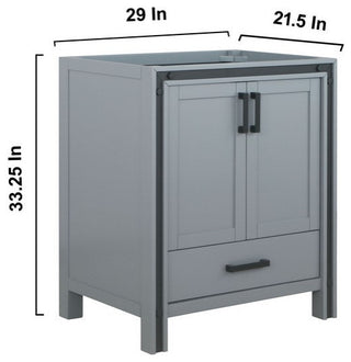 Ziva Transitional Dark Grey 30" Single Vanity, no Top and 28" Mirror