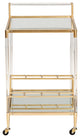 Rosalina Contemporary Glam and Luxe Gold Metal and Mirrored Glass Wine Cart