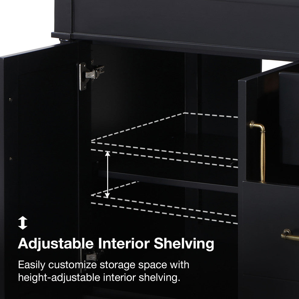 OVE Decors Salisbury Bathroom Vanity, Black, 60 in