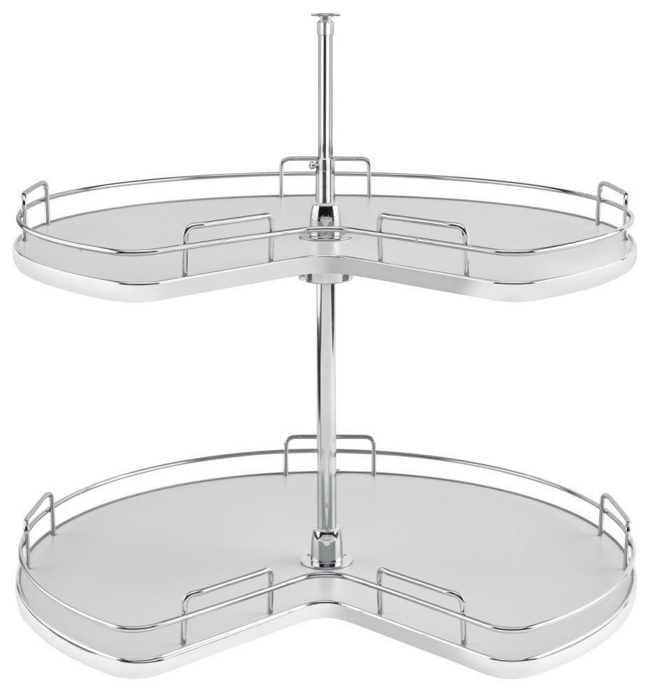 Solid Surface 2-Shelf Kidney Lazy Susan for Corner Base Cabinet, Gray
