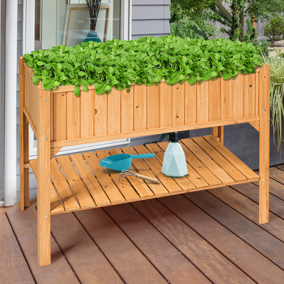 Raised Garden Bed Elevated Planter Box Shelf Standing Garden Herb Garden Wood