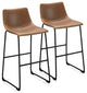 Modern Upholstered Faux Leather Barstools, Whiskey Brown