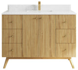 Pasadena 48 Single Sink Bath Vanity in Light Natural Teak 1.5" Empira Quartz