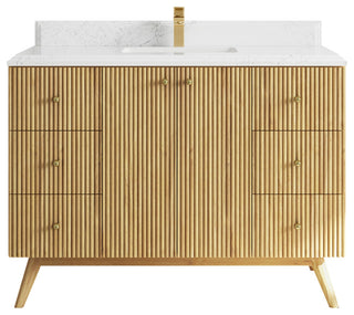 Pasadena 48 Single Sink Bath Vanity in Light Natural Teak 1.5" Empira Quartz