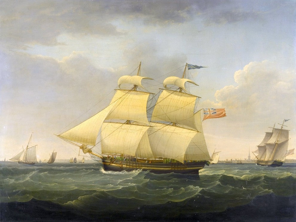 Tile Mural, The Snow Thames in Two Positions Off Harwich By John Harwood Glossy