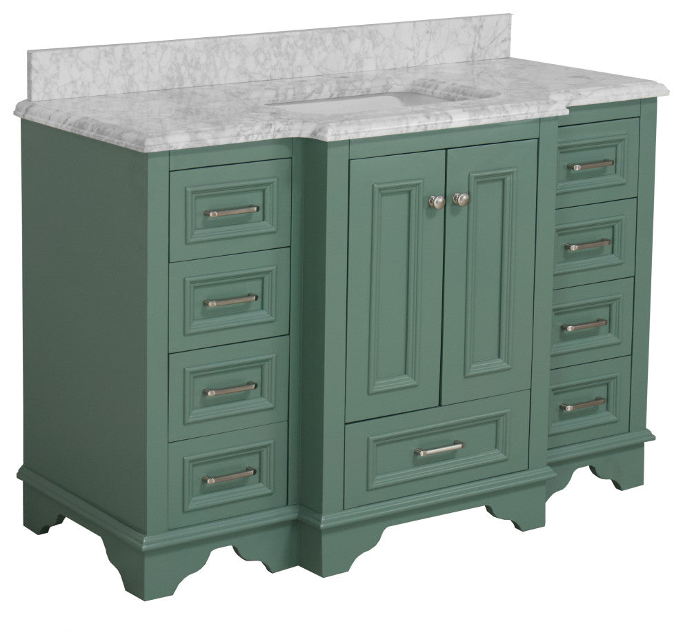 Nantucket 48" Bathroom Vanity, Sage Green, Carrara Marble