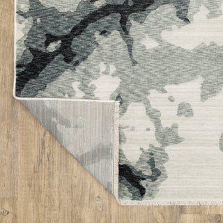 Easely Modern Abstract Elements Blue/ Ivory Area Rug, 3'3" x 5'