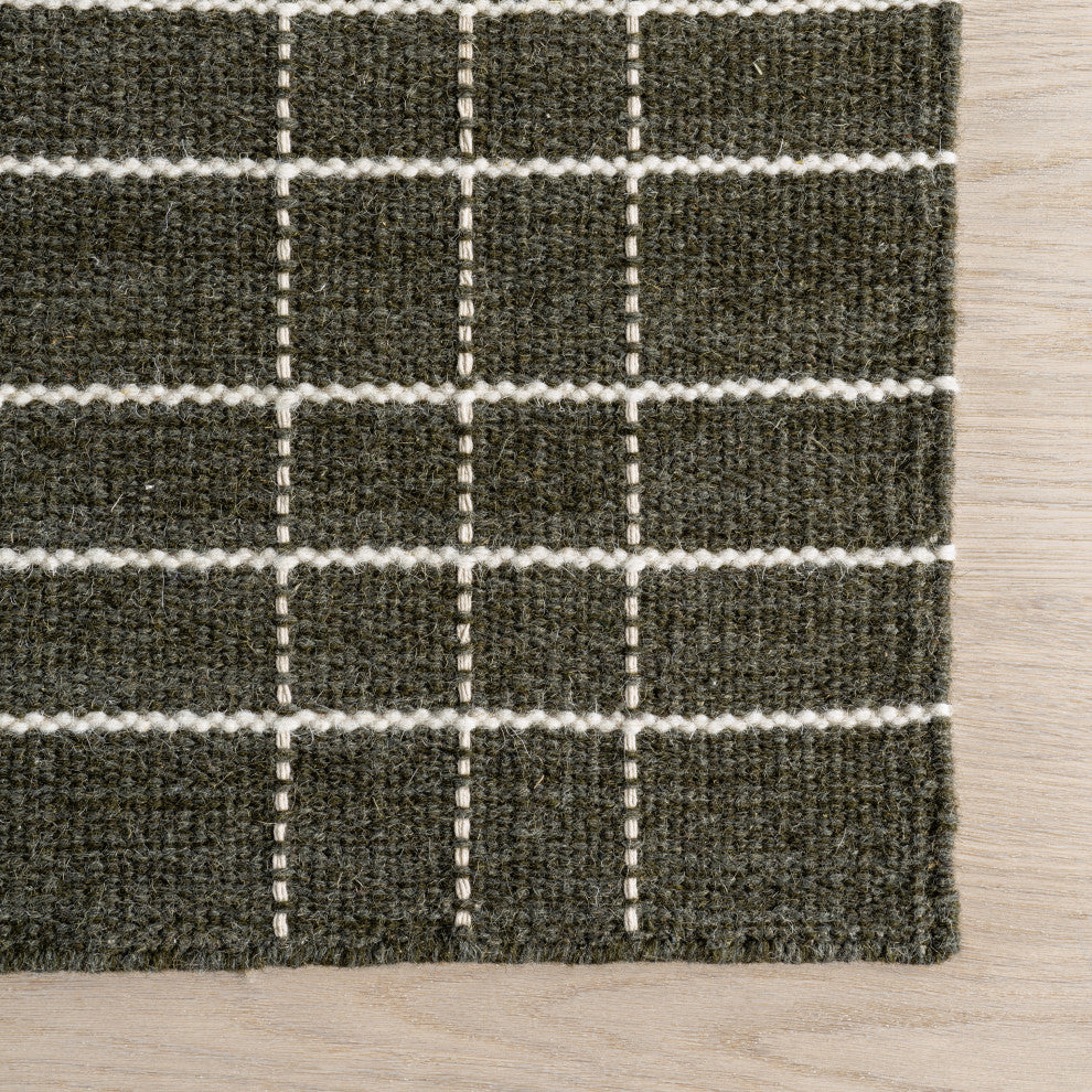 Charlie Plaid Wool Area Rug, Green 9'x12'