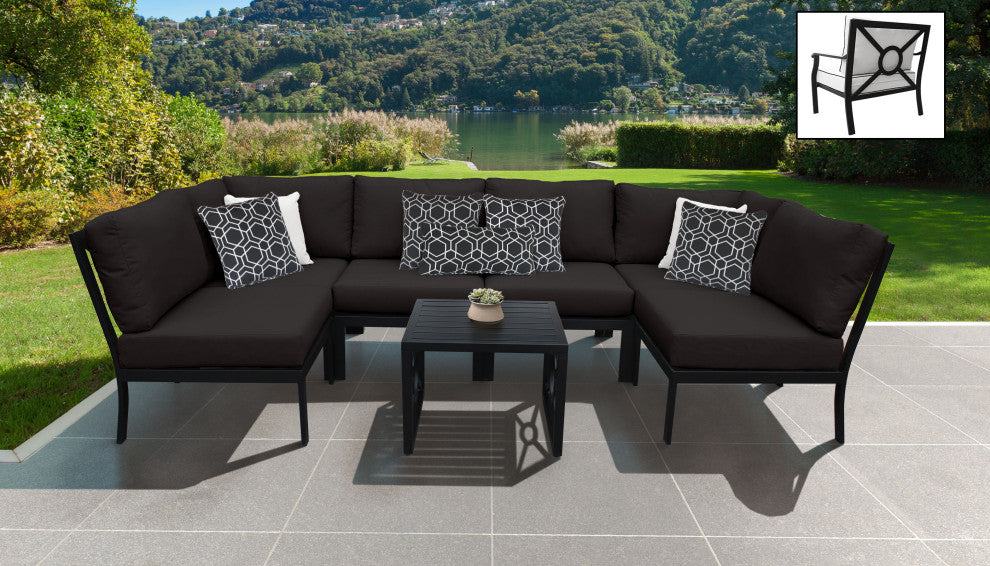kathy ireland Madison Ave. 7 Piece Aluminum Patio Furniture Set 07c, Onyx