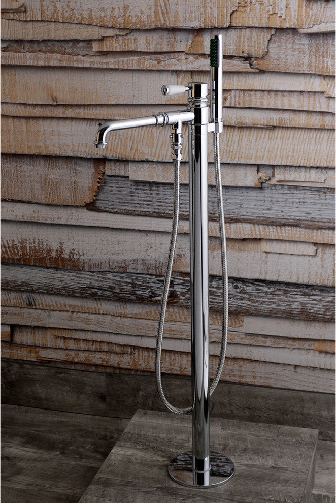 Kingston Brass Freestanding Tub Faucet With Hand Shower, Polished Chrome