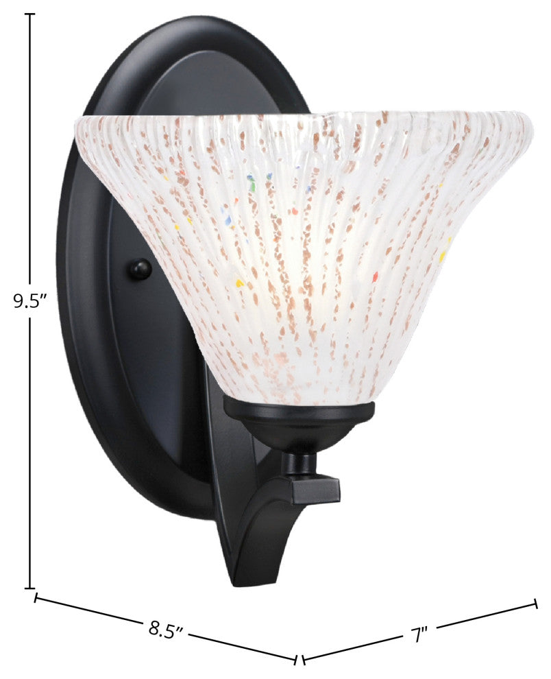 Zilo Wall Sconce, Matte Black, 7" Frosted Crystal Glass