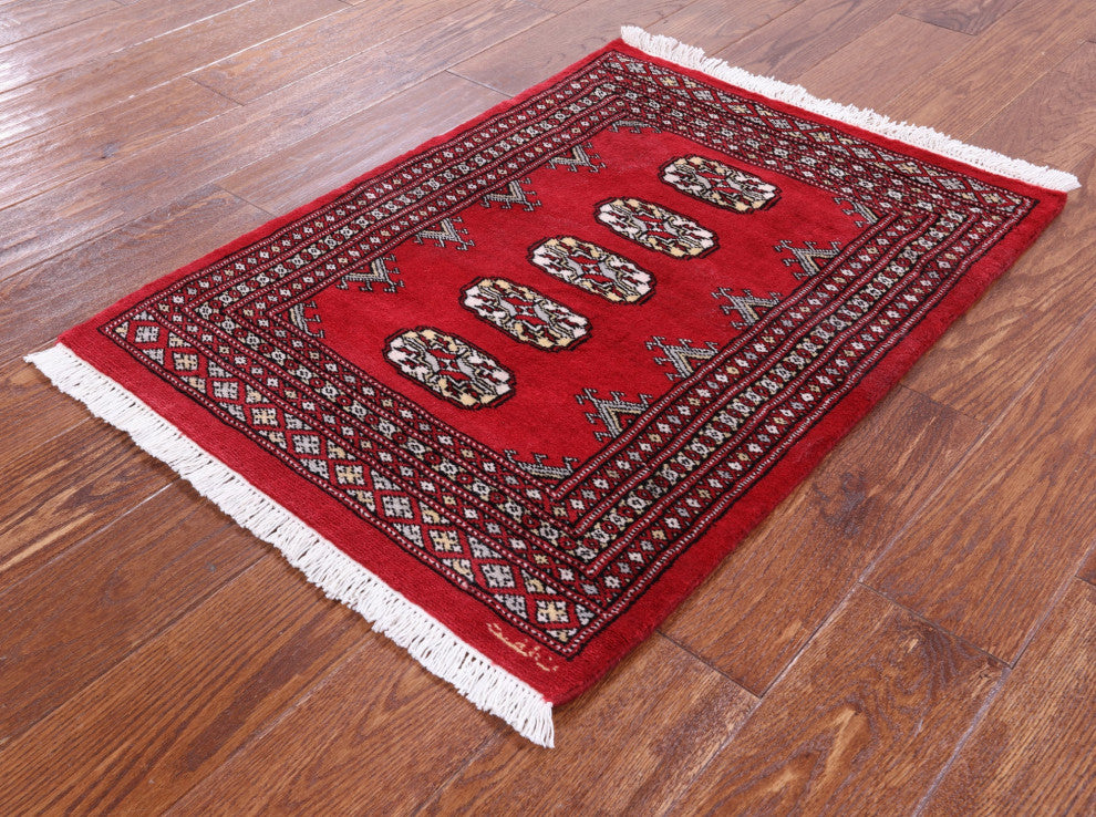 2' 0" X 3' 0" Hand Knotted Signed Silky Bokhara Wool Rug - Q13846
