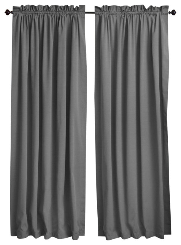 Blazing Needles 108"x52" Twill Curtain Panels, Set of 2, Steel Grey
