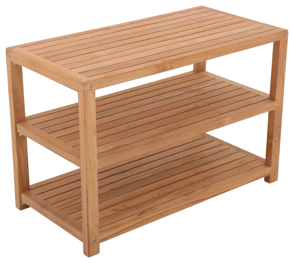 Nordic Style Teak Natural Shower and Bath Indoor/Outdoor Bench, 28" Length