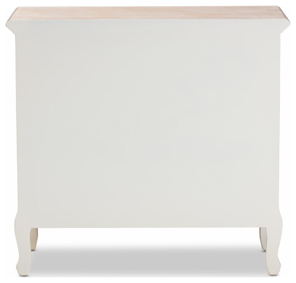 French Country Dresser, Cabriole Legs & Drawers With Unique Pulls, White/Oak