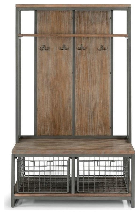 Homestyles Barnside Wood Hall Tree in Gray