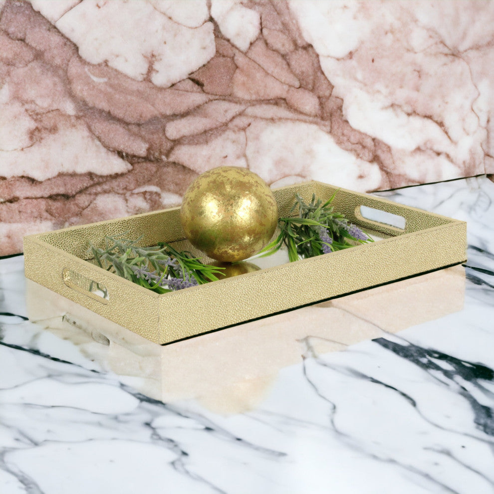 Labai Faux Shagreen, Mirrored Tray, Gold