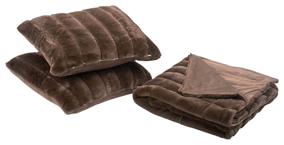 BOON Rabbit Jumbo Fur Throw and Pillow, 3-Piece Set, Carafe