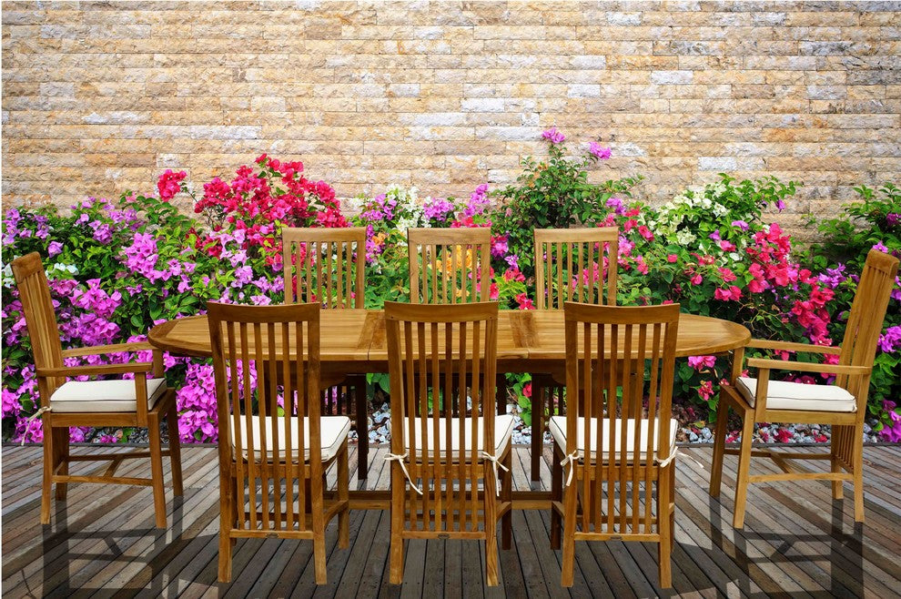 Teak Wood Orleans Oval Outdoor Patio Extension Dining Table