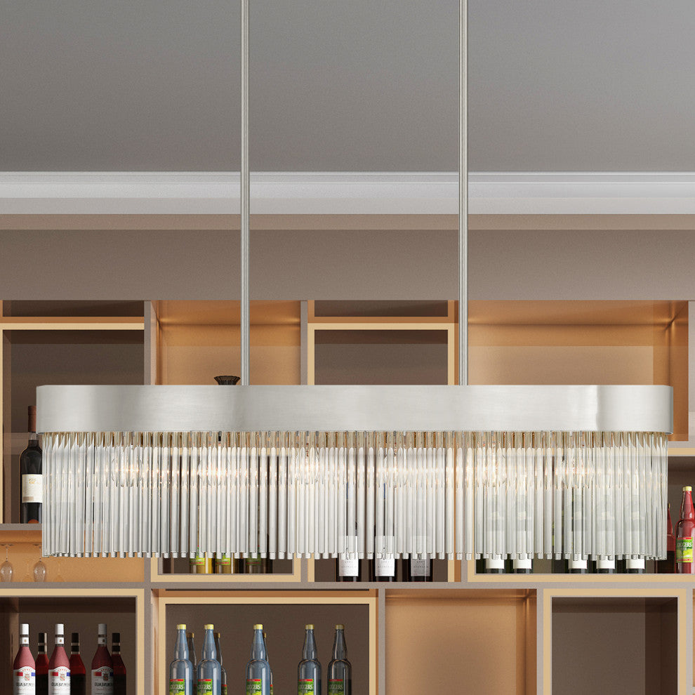 Livex Lighting Norwich 6 Light Brushed Nickel Linear Chandelier