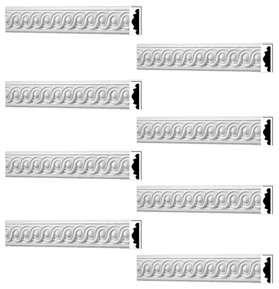Crown Molding White Urethane Ornate Design 8 Pcs   636" Length