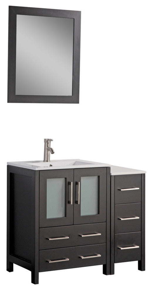 Vanity Art Vanity Set With Ceramic Top, 36", Espresso, Led Touch-Switch Mirror