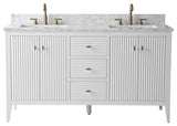 Vanity Art Freestanding Vanity, White, 60", Double Sink, Golden Brushed