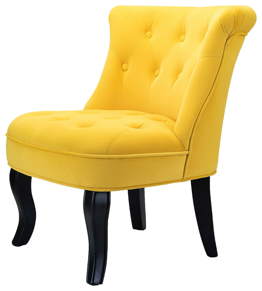 Jane Uphlostered Ottoman Accent Chair, Yellow