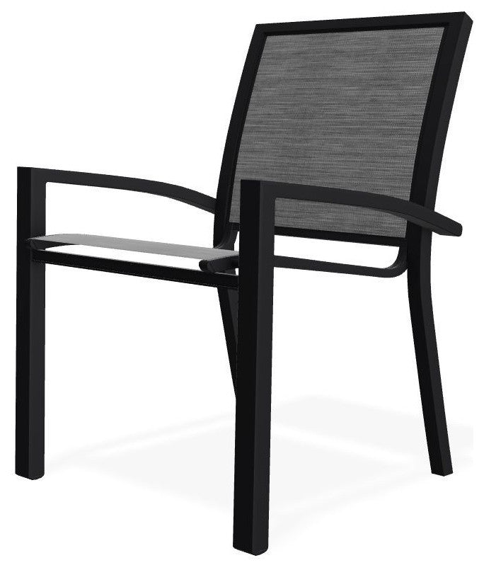 Kendall Sling Stackable Outdoor Dining Chair, Collect Charcoal/Black