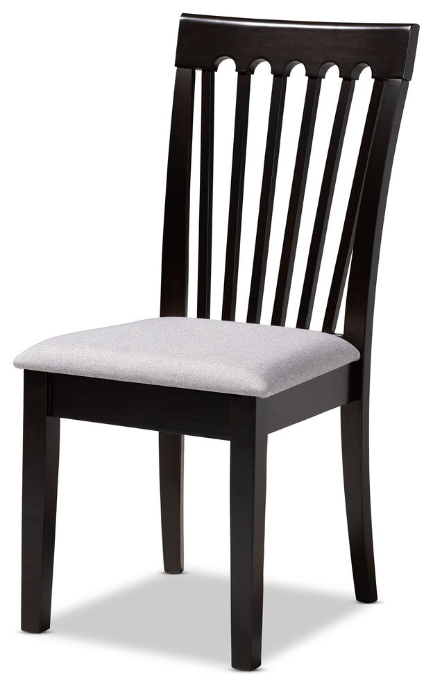 Keri Gray Fabric Espresso Brown Finish Dining Chairs, Set of 4