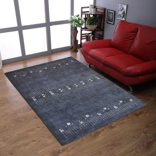 HAND KNOTTED LOOM SILK ECO-FRIENDLY RUGS-4'x6',Rectangle,Charcoal,Contemporary
