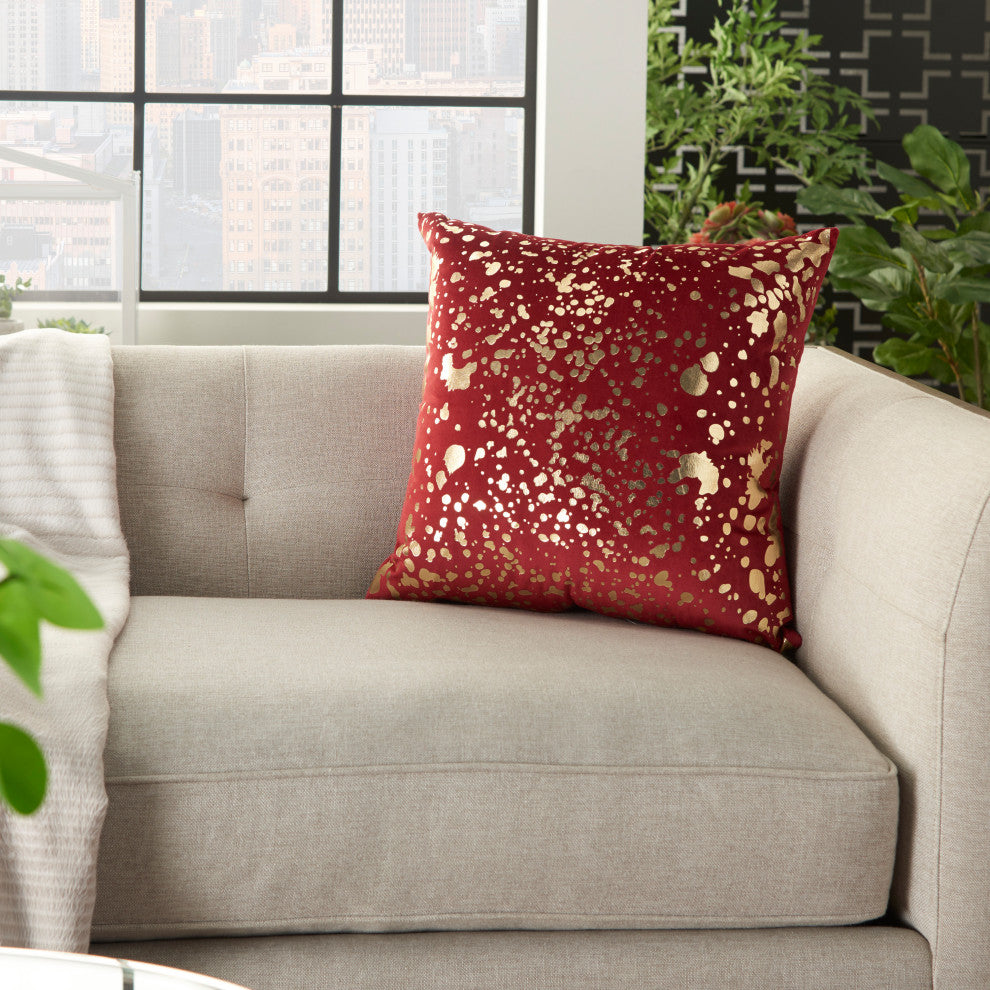 Nourison QY168 Throw Pillow, Deep Red, 18" x 18"