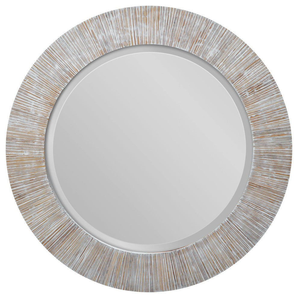 Uttermost Repose Whitewash Round Mirror