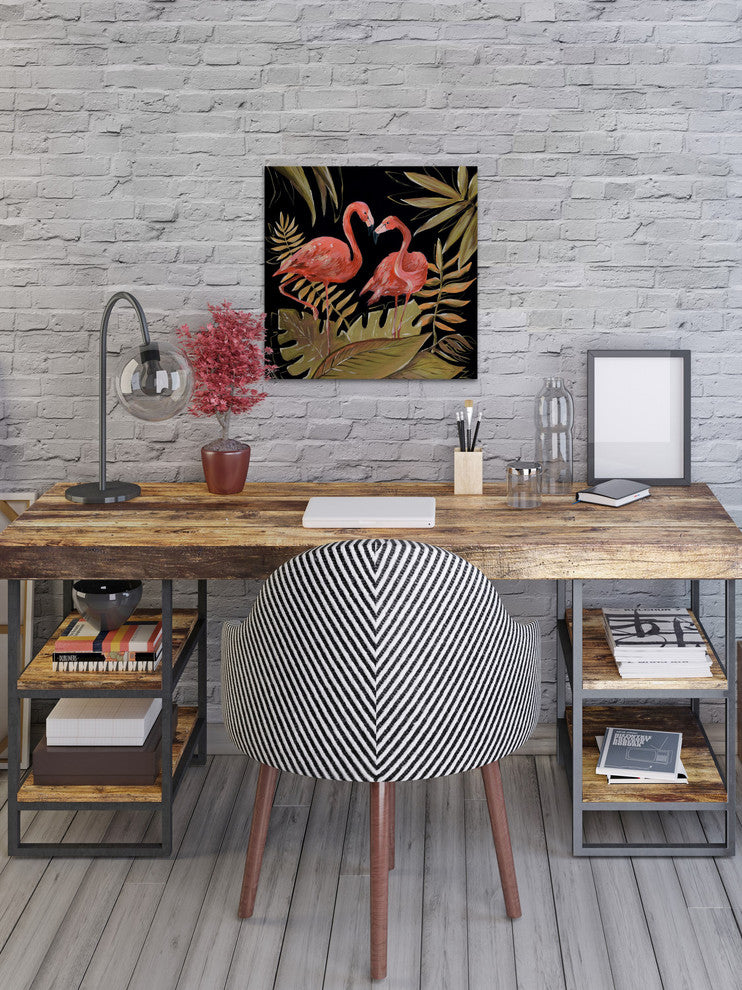 "Flamingos Sweetheart II" Painting Print on Wrapped Canvas, 48"x48"