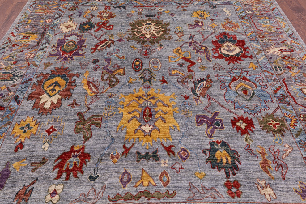 8' 2" X 9' 8" Hand-Knotted Turkish Oushak Wool Rug - Q12401