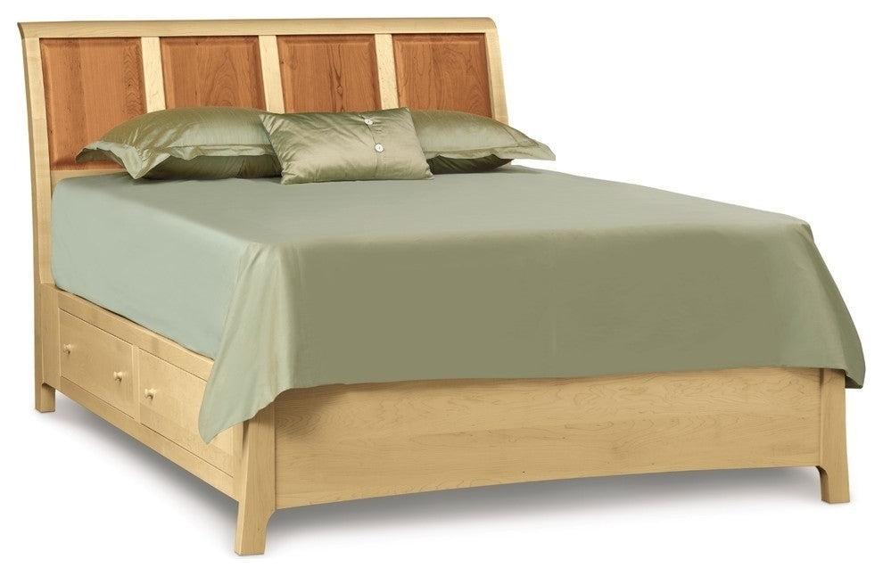 Copeland Sarah 51In Sleigh Bed With High Footboard, Cherry/Maple, Cal King