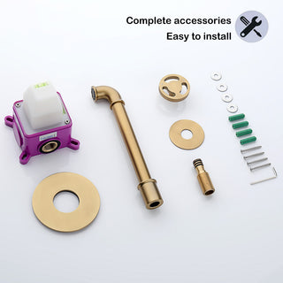 Wall Mounted Single Handle Bathroom Faucet, Brushed Gold