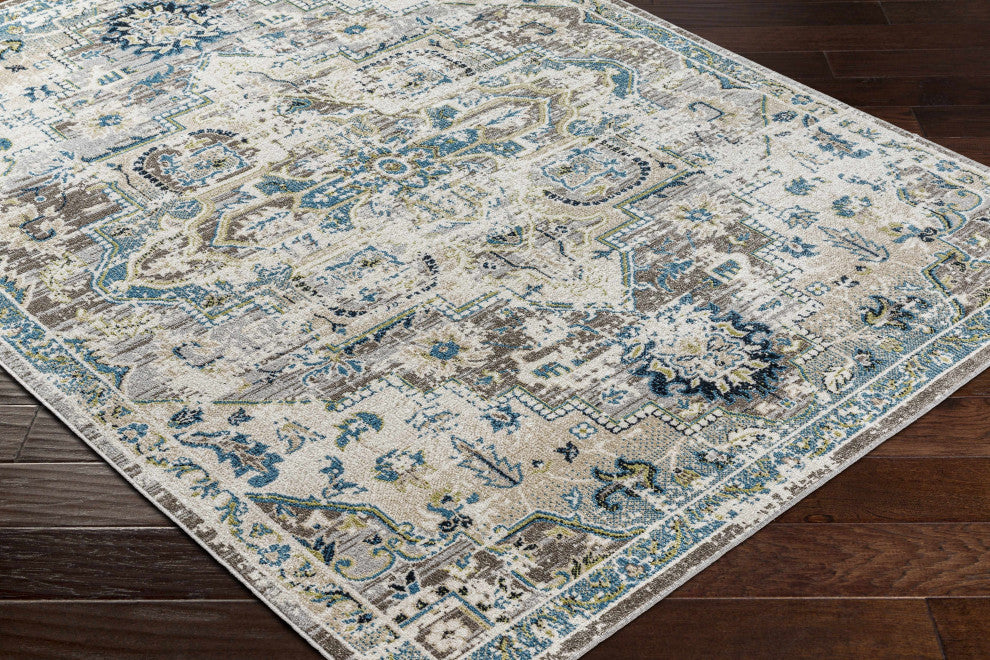 Hauteloom Cabacungan Gray & Blue Washable Area Rug, 5'3"x7' Rectangle