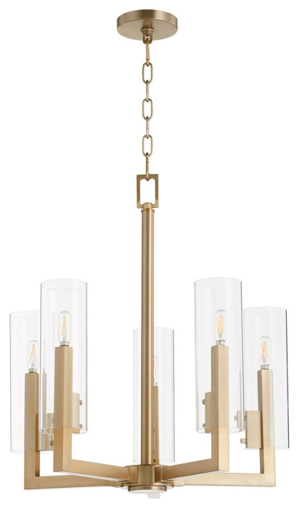 Quorum Harbin 5-Light Chandelier 6277-5-80, Aged Brass