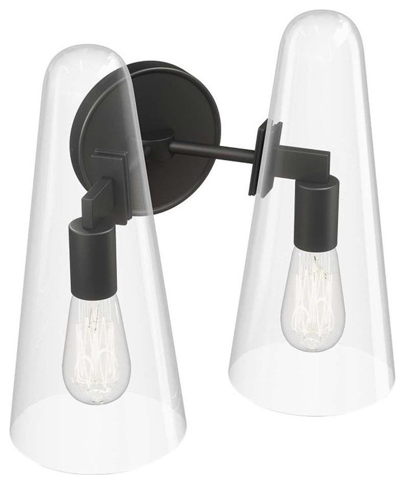 Beacon 2-Light Wall Sconce, Clear Black