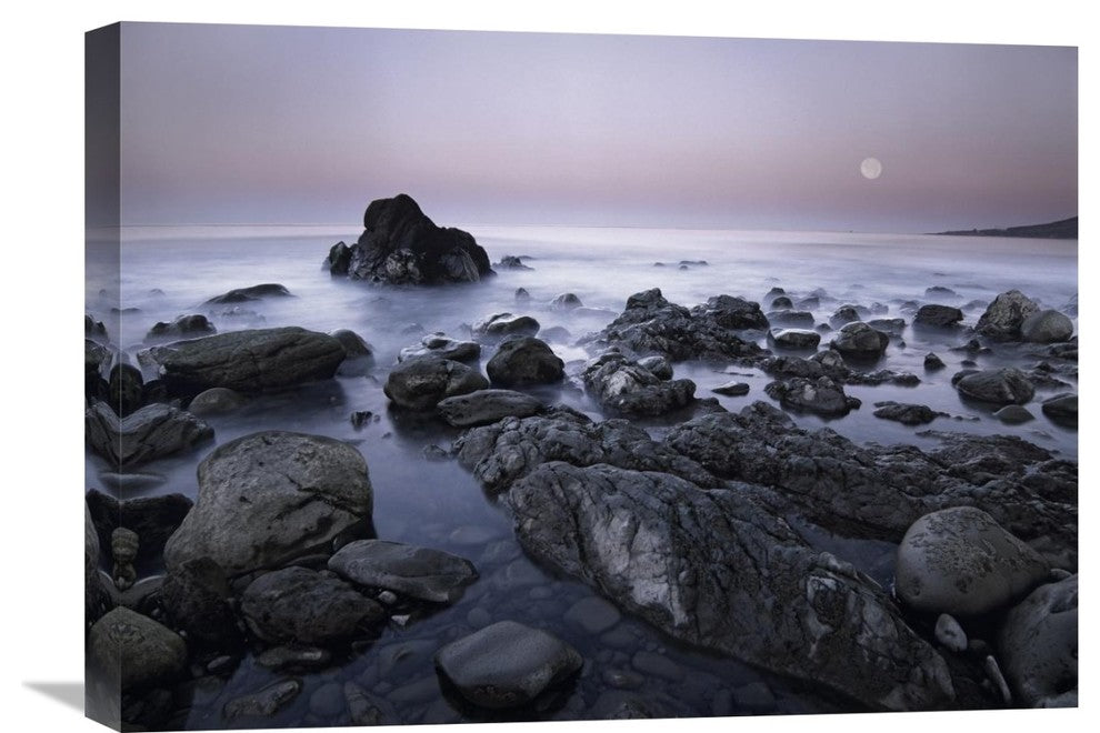 "Full Moon Over Boulders At El Pescador State Beach, Malibu, California" Artwork
