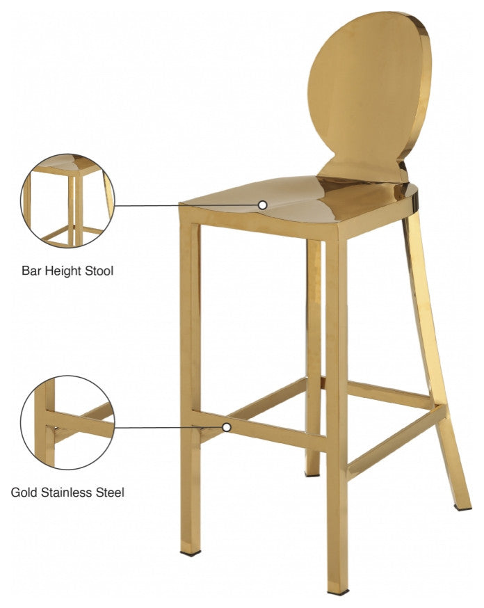 Maddox Kitchen Bar Stool, Gold Stainless Steel