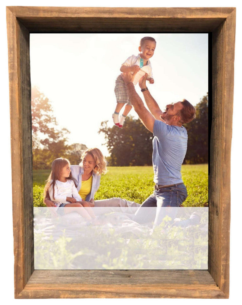 8"x8" Rustic Farmhouse Gray Wood Shadow Box Frame