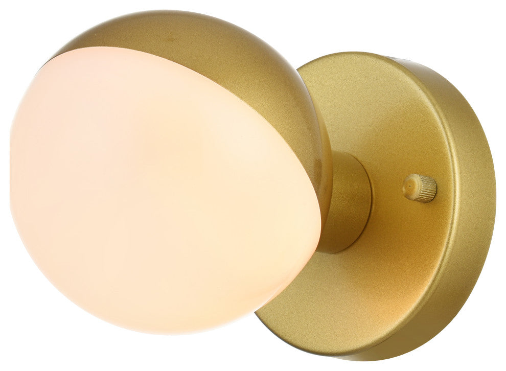1 Light Brass And Frosted White Bath Sconce