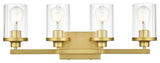 4 Light Brass And Clear Bath Sconce