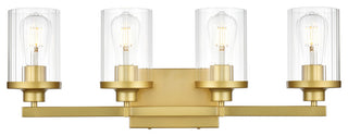 4 Light Brass And Clear Bath Sconce