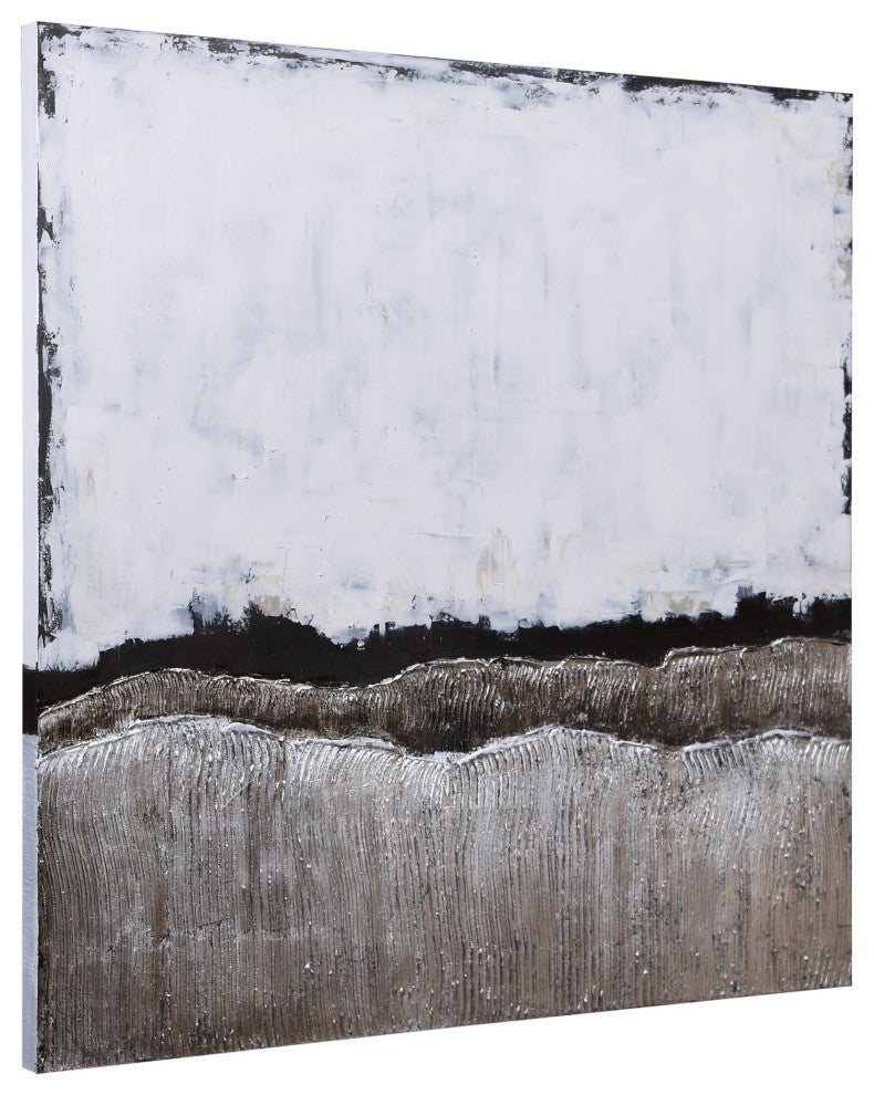 White Atmosphere Textured Metallic Hand Painted Wall Art by Martin Edwards