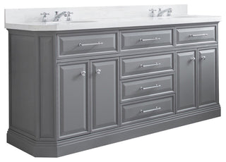 72" Palace Quartz Carrara Cashmere Gray Vanity With Chrome Hardware