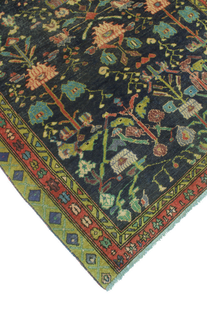 Fine Vintage Distressed Gaylord Navy/Green Runner, 4'3x8'9