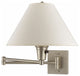 60W Wall 2-Swing Arm Lamp, Brushed Steel Finish, Off White Shade